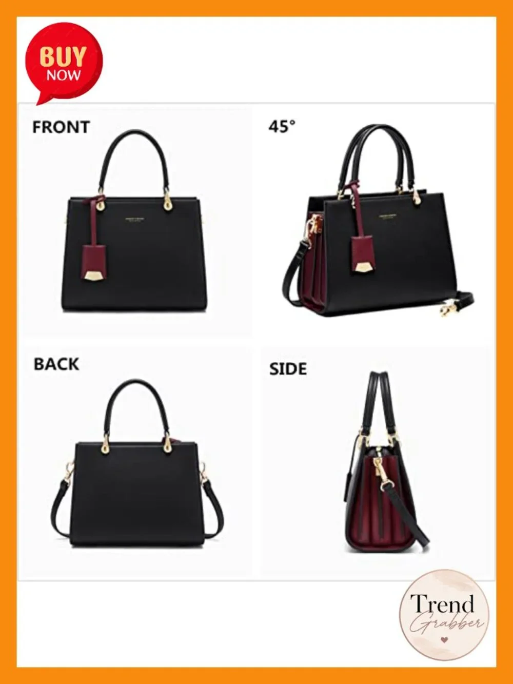 Genuine Leather Satchel Tote Shoulder Bag with Zipper